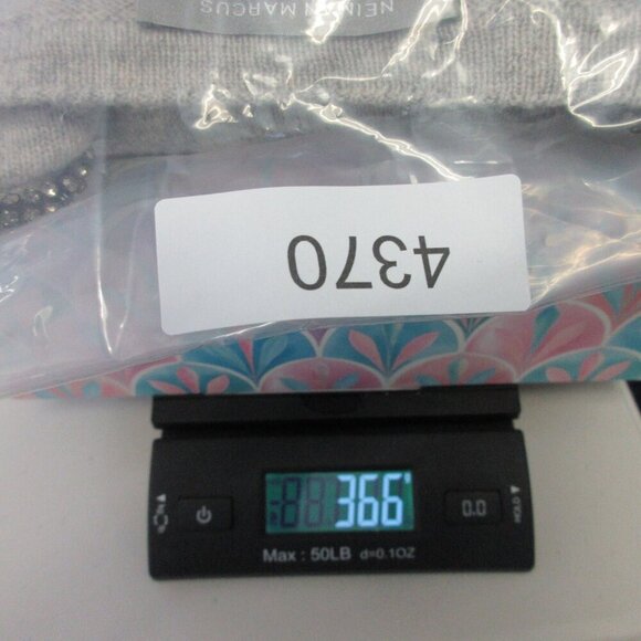 Neiman Marcus Women's 100% Cashmere Sweater L Grey Preppy Trim Beaded 366 - Picture 8 of 8